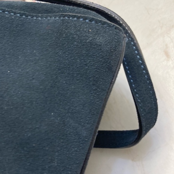 Anthropologie blue suede leather two way tote bag made in Italy - Picture 12 of 13